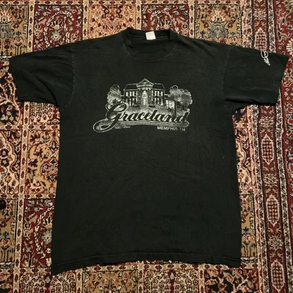 VTG 1993 Elvis Presley Graceland House musician promo tshirt XL USA black - Picture 1 of 7